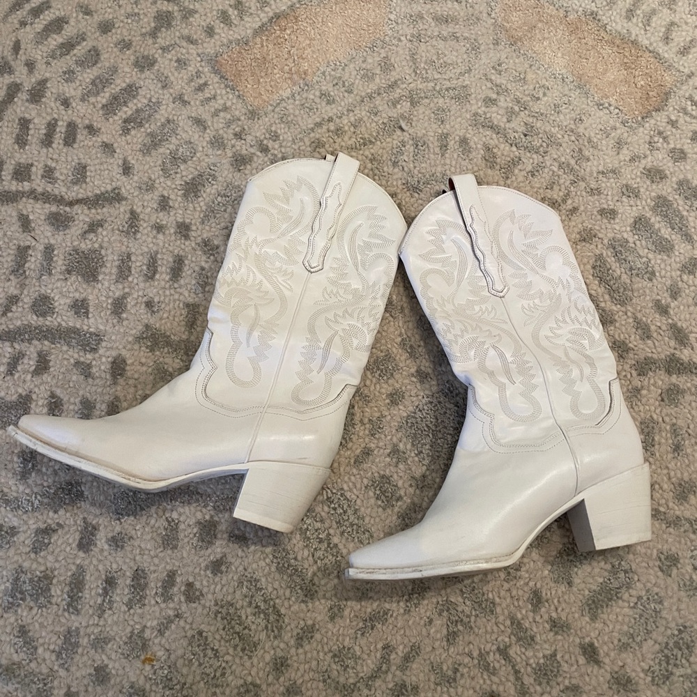 Jeffrey Campbell white cowboy boots